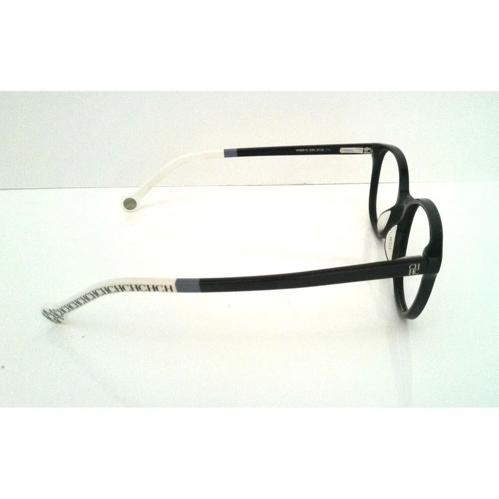 Carolina Herrera VHE612 Black & White Eyeglass Frames Women's Round Cat